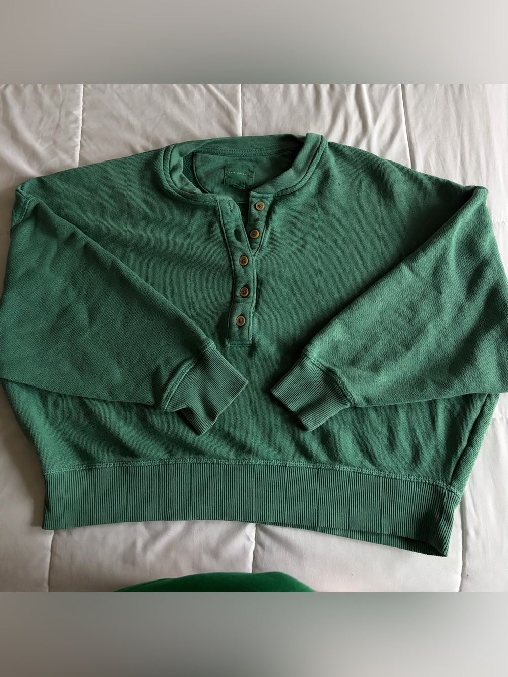 American Eagle Outfitters Women’s Forest Green Henley Sweatshirt